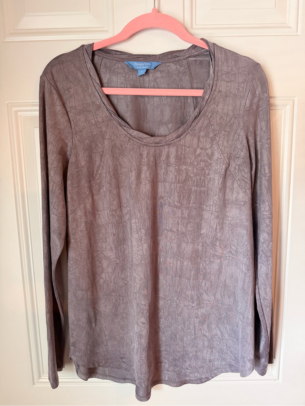 Simply Vera Vera Wang Mauve Long-Sleeve Scoop Neck Top